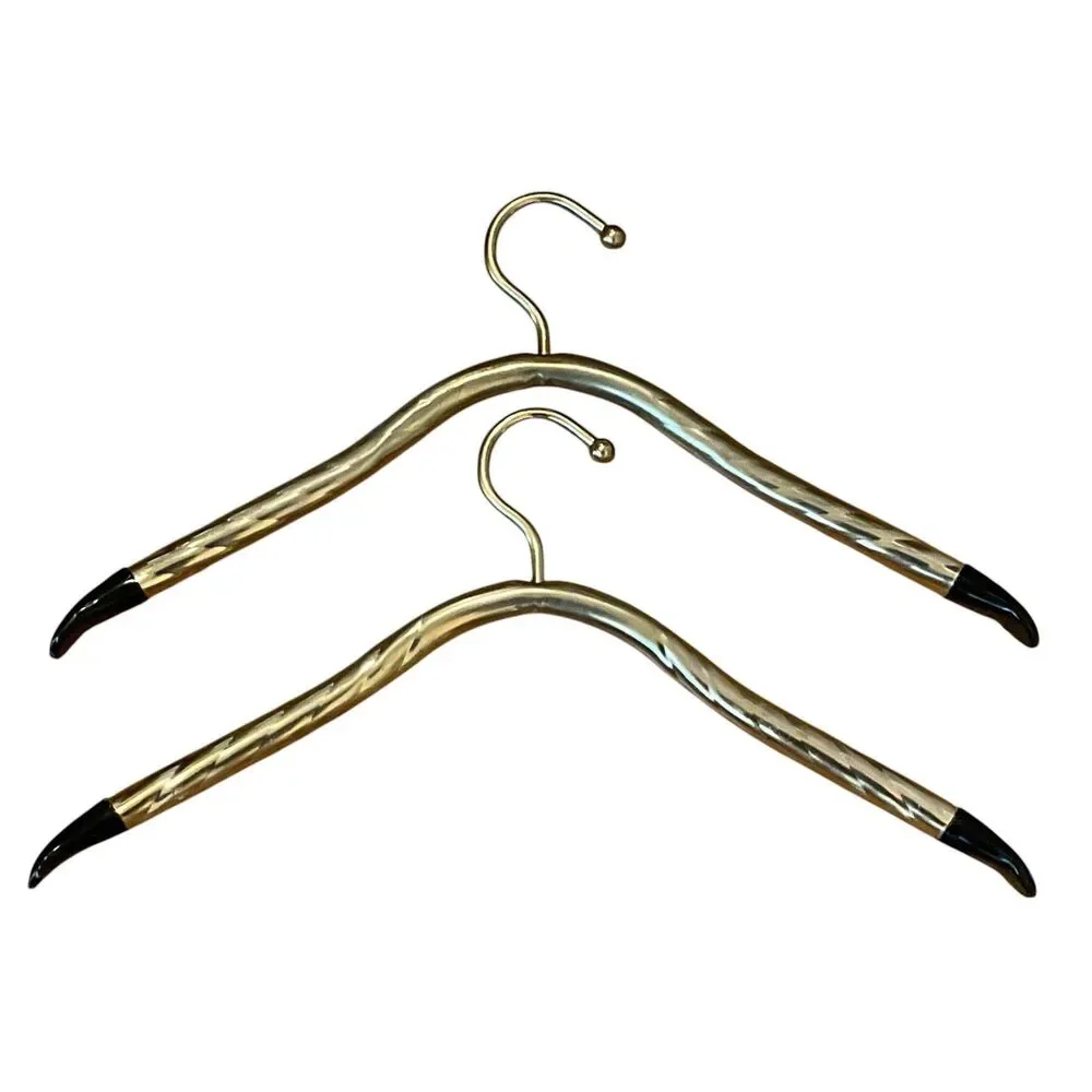 2 Lee Rowan MCM 24K Gold Plated Clothes Hangers Tube Mid Century 1960s Hotel
